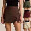 Women's Solid Color Suede Skirt High Waisted Metal Buckle Wrapped Hip Short Skirt Mini Skirt