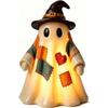 Halloween Decoratie Verlichte Vintage Patchwork Geest, Oplichtende Geest met Heksenhoed, Heksenhoed Gloeiende Geesten Tafel Decoratie Lamp, Halloween Decoratie