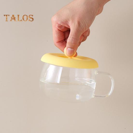 Silicone Cup Lid with Ball-shaped Handle Spoon Holder Food Grade Heat Resistant Dustproof Airtight Universal Round Teacup Glass Mug Cover