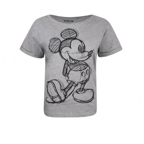 Disney Womens/Ladies Mickey Mouse Sketch Marl T-Shirt