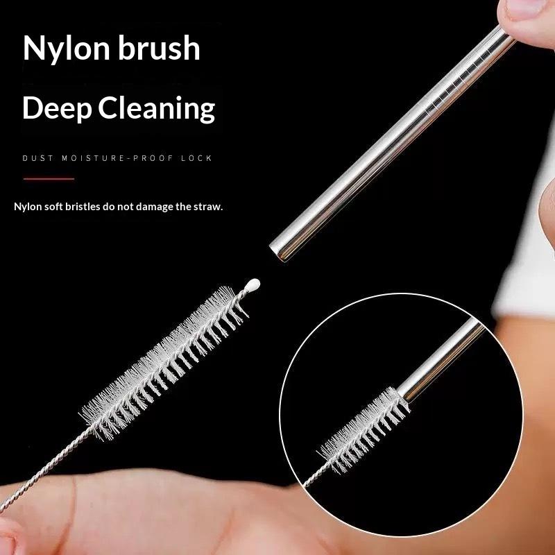 4Pcs Stainless Steel Straw Reusable Metal Drinking Straw With Cleaner Brush For Home Party Barware Bar Accessories