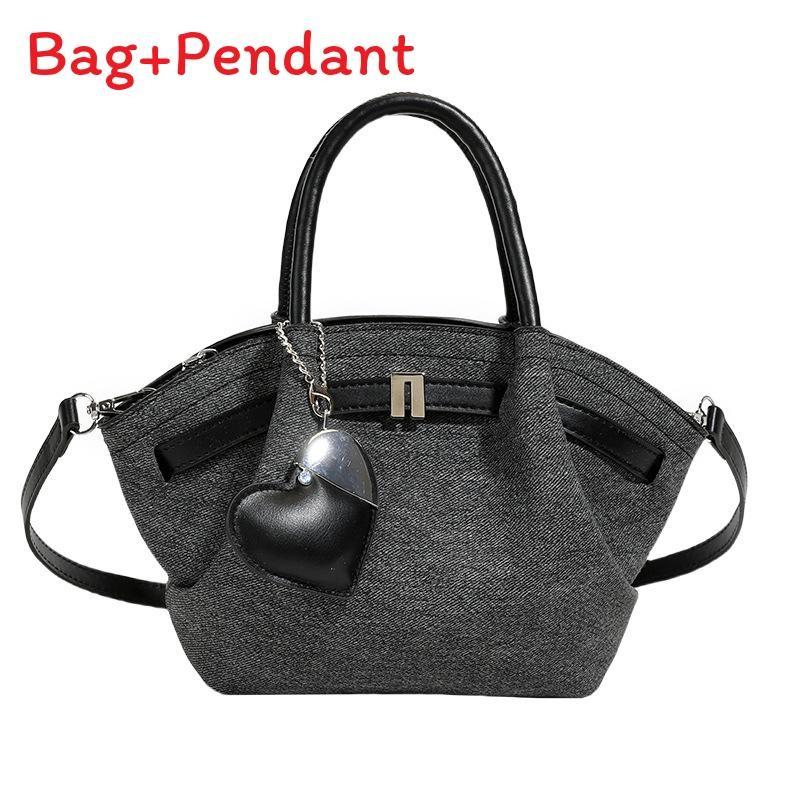 Womens Denim Bucket Bag With Zipper Top And Inner Storage For Office And Day Trips