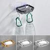 Drill Free Wall-mounted Soap Holder Sponge Dish Holder No Drilling Aluminum Adhesive Soap Dish Holder Rack Metal Soap Holder