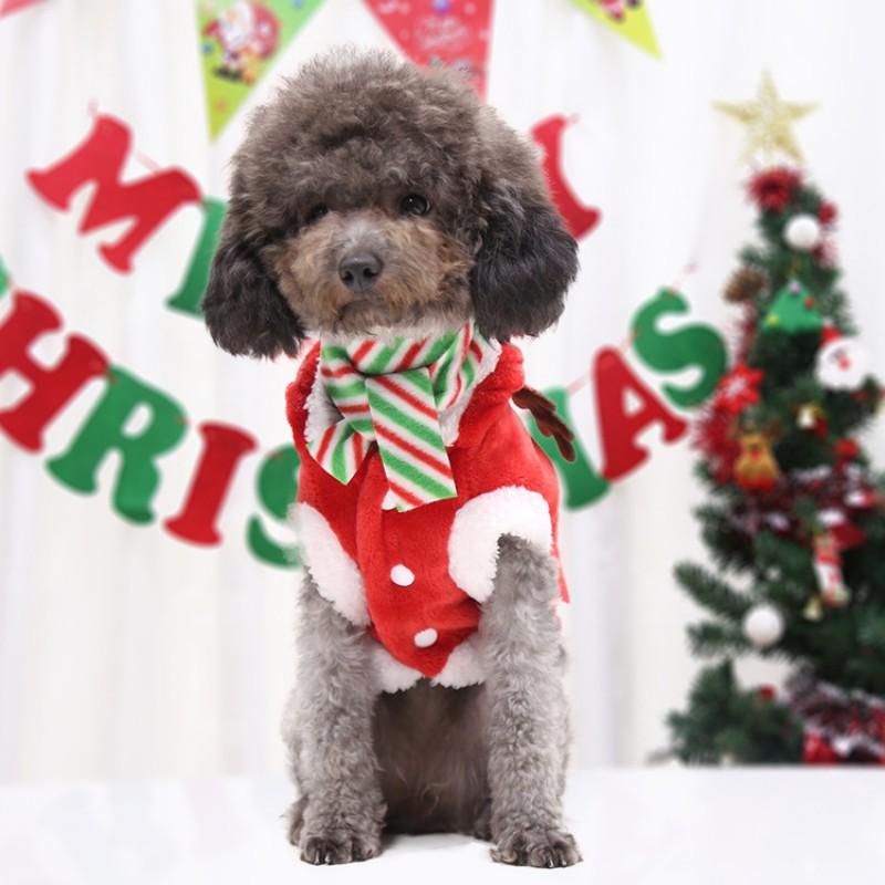 Winter Pet Costume Small Medium Dogs Cats Flannel Reindeer Hoodie With Scarf Christmas Outfit