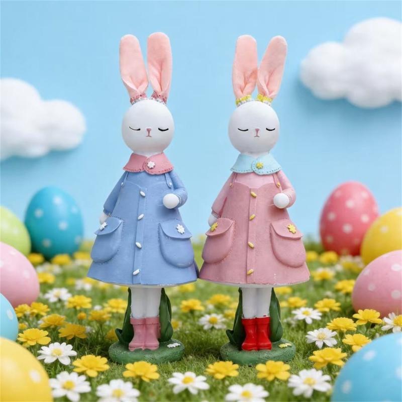 Seasonal Rabbit Sculpture Durable Resin Accessory Seasonal Home Ornament Ideal For Easter Gathering And Display