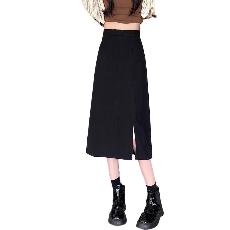 2024 High-Waisted Slit Midi Pencil Skirt: Summer Slimming A-line Bodycon Skirt for Women