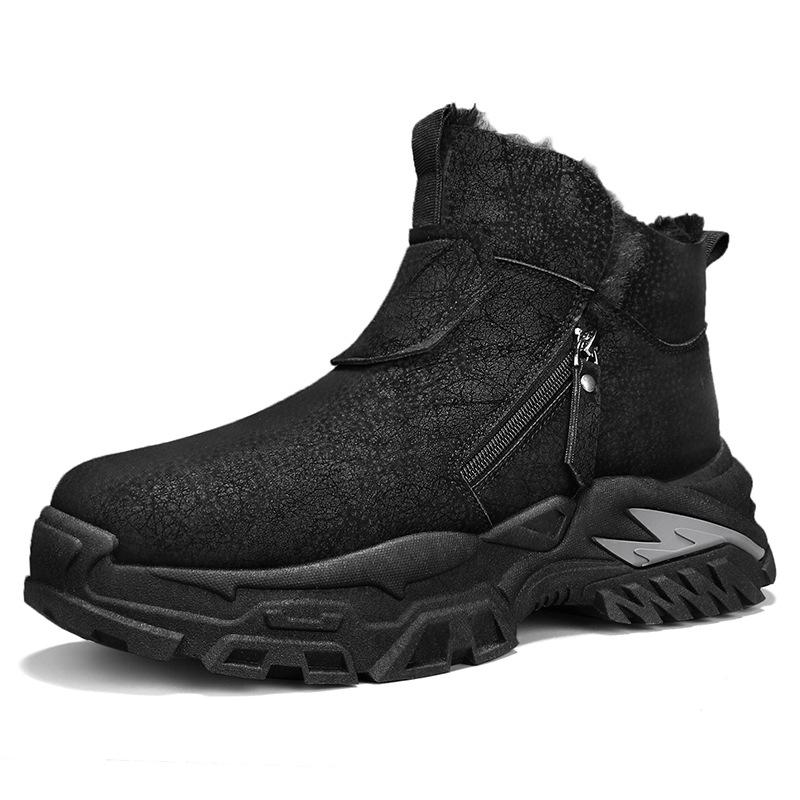 

Зимние новые бархатные теплые хлопковые ботинки с толстой подошвой и нескользящей подошвой, повседневные хлопковые ботинки с высоким верхом для мужчин 39