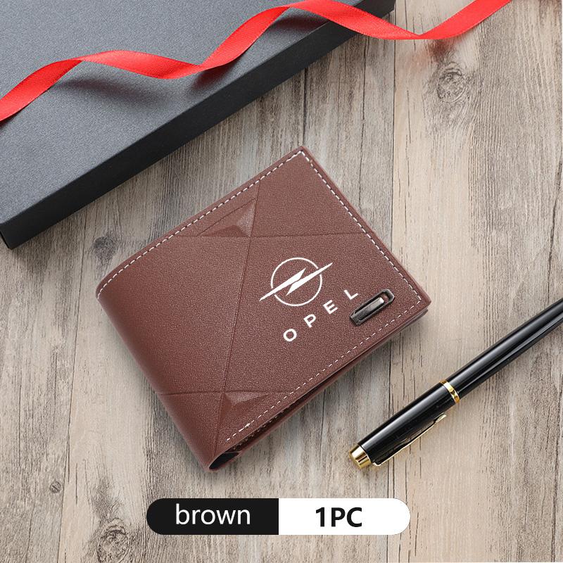 For Opel Car Styling Men Fashion Short Wallet Coin Purse Credit Card Organiser Accessories Insignia Corsa Grandland Antara