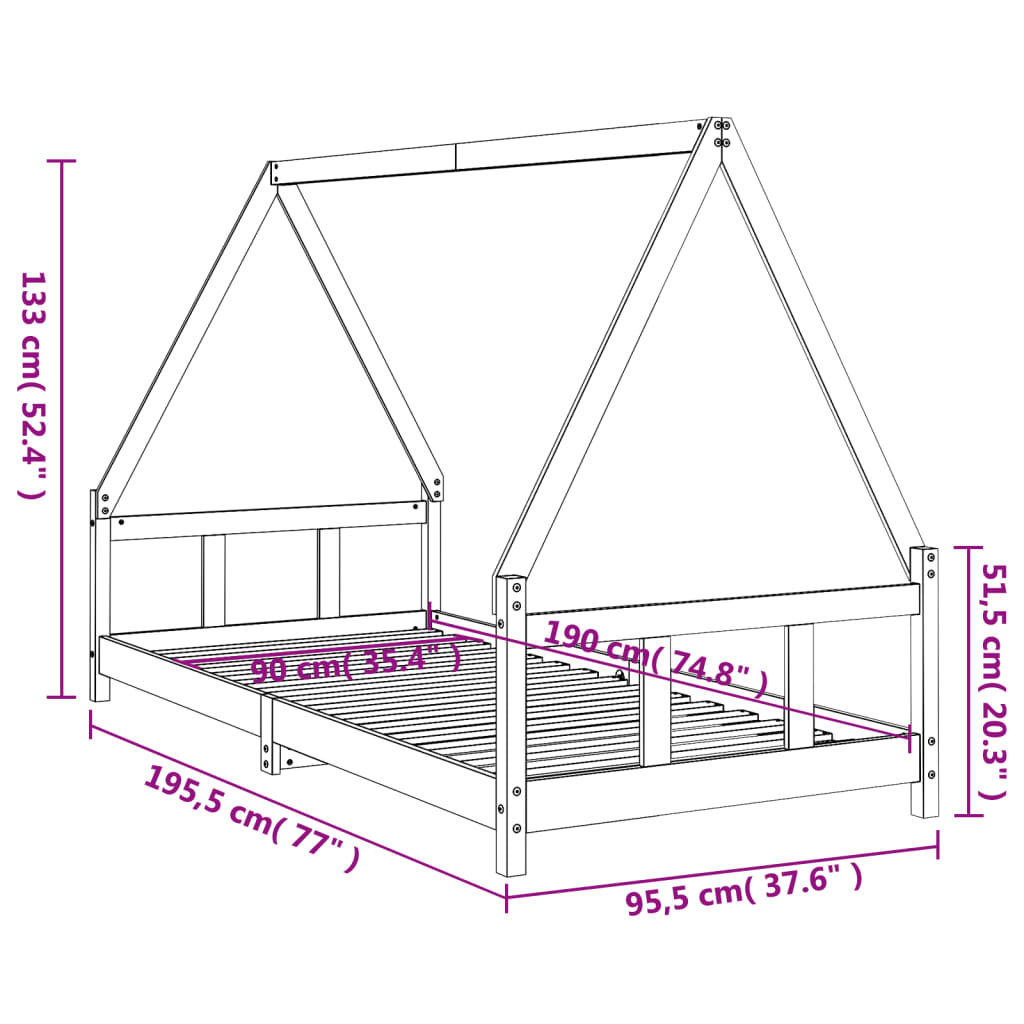 Children s Bed White 90x190 cm Solid Pine Wood
