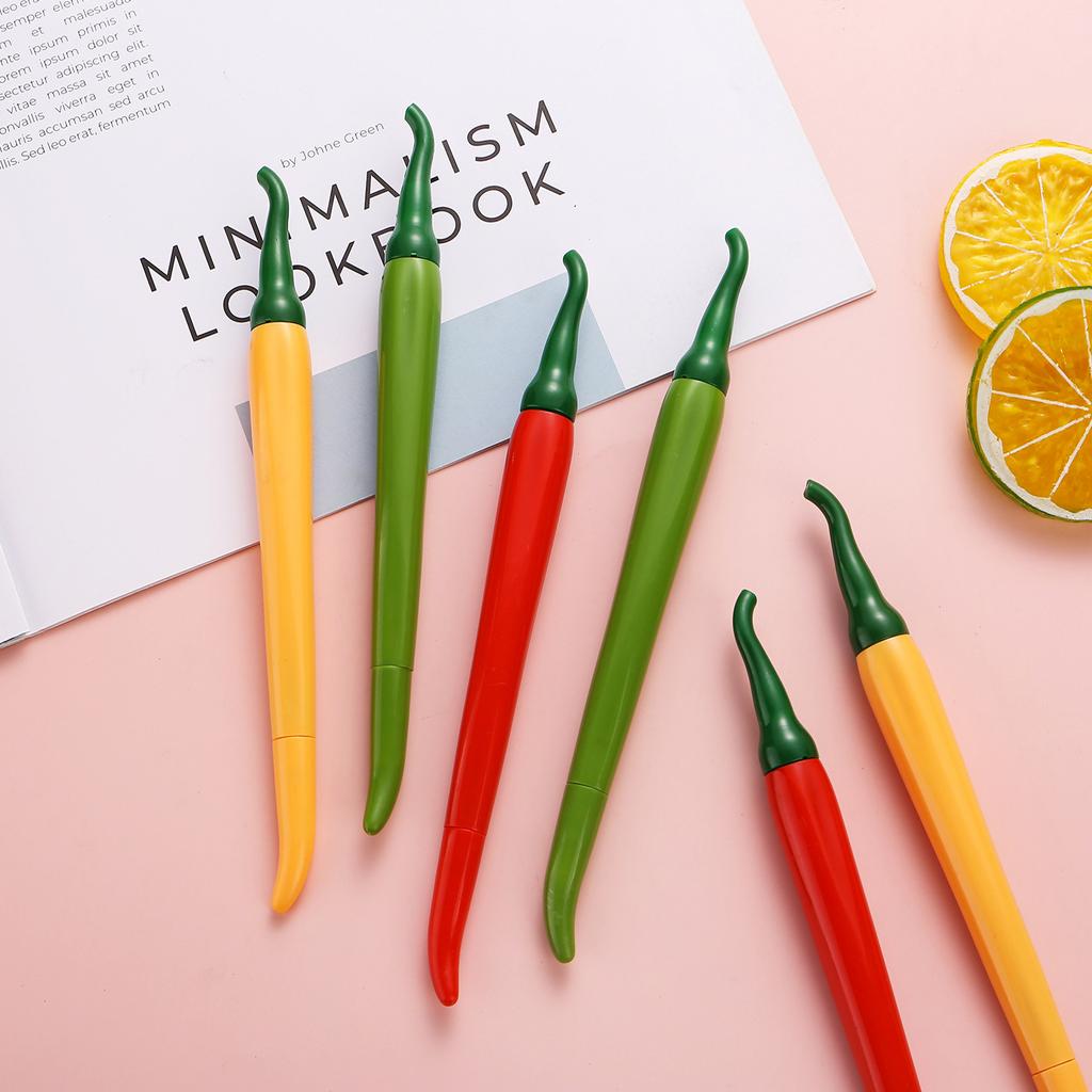 10pcs Creative Simulation Chili Pepper Gel Pen Set - 0.5mm Black Ink, Cute Fruit Shape Office Supply