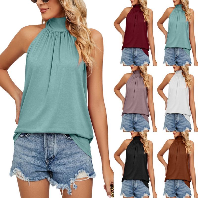Damski Letni Top Halter Halter Tank Top Bez Rękawów T-shirt