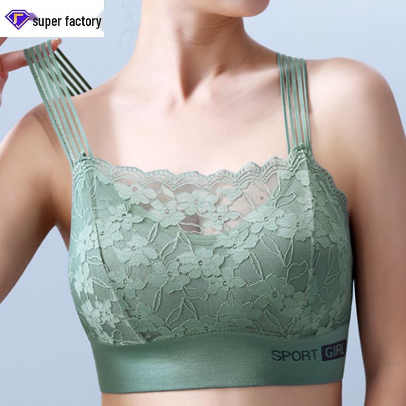 Übergröße Anti-Expositions-Spitzen-Bralette-Tank mit Brustpolstern – Minimiertes Aussehen & Reduziert Seitenfett
