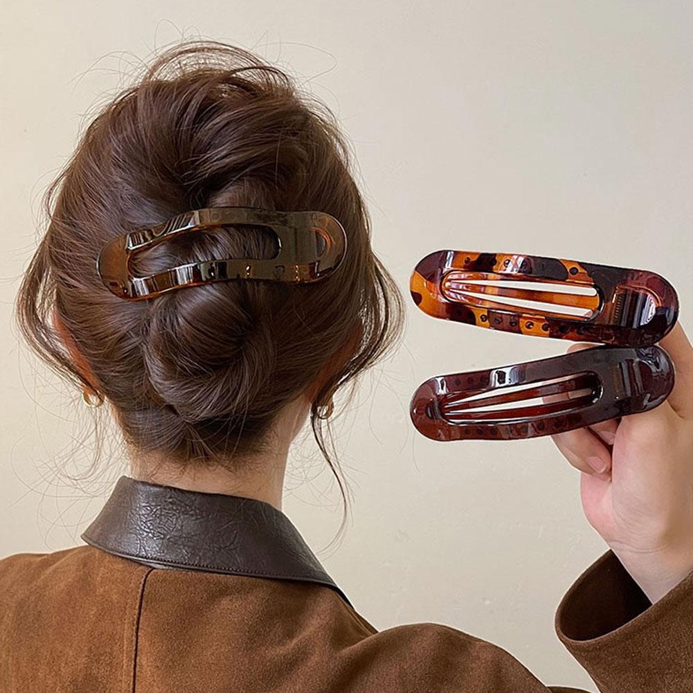 Korean Acetic Acid Long Hair Clip Leopard Duckbill Clip Spoon Clip Spring Clip Womens Fashion Hair Accessories Headpiece