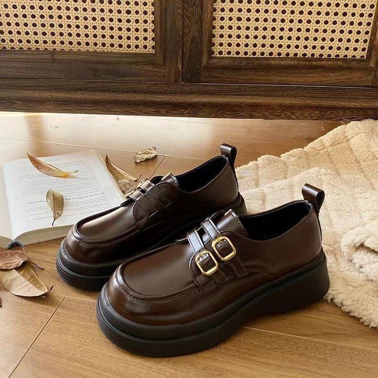 Platform British style small leather shoes women's 2025 new spring and summer versatile loafers one-pedal single shoes Mary Jane women's shoes