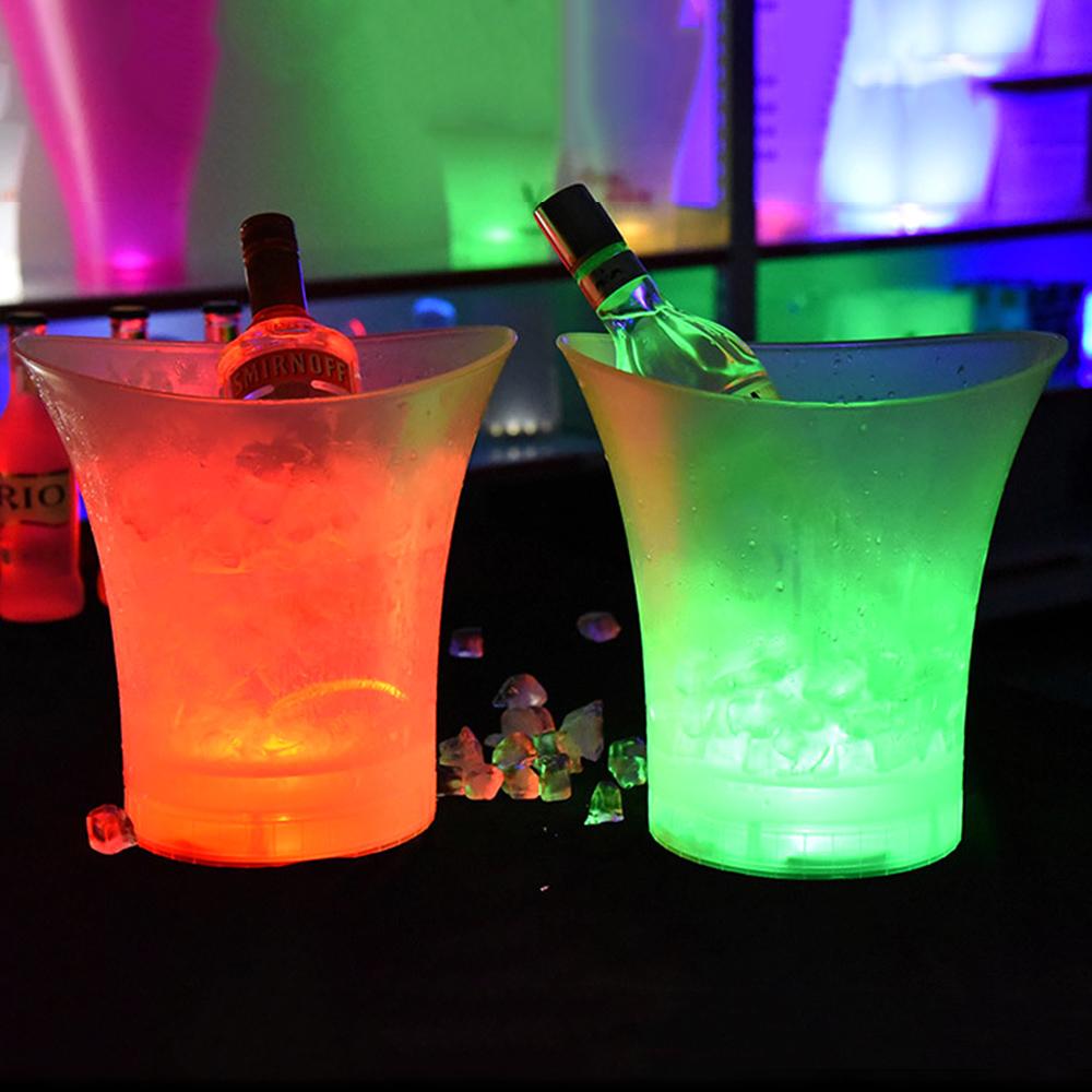 Bars Nightclubs New Waterproof Plastic LED Ice Bucket 4 Color LED Champagne Beer Bucket 5L LED Light Up Bars Night Party