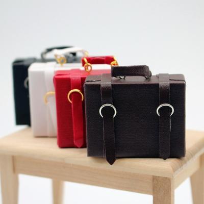 Dollhouse Miniature Suitcase Wood Briefcase DIY Handbag Ornament 1/6 1/12 Scale Dolls Accessories Photo Props Micro Landscape Decor