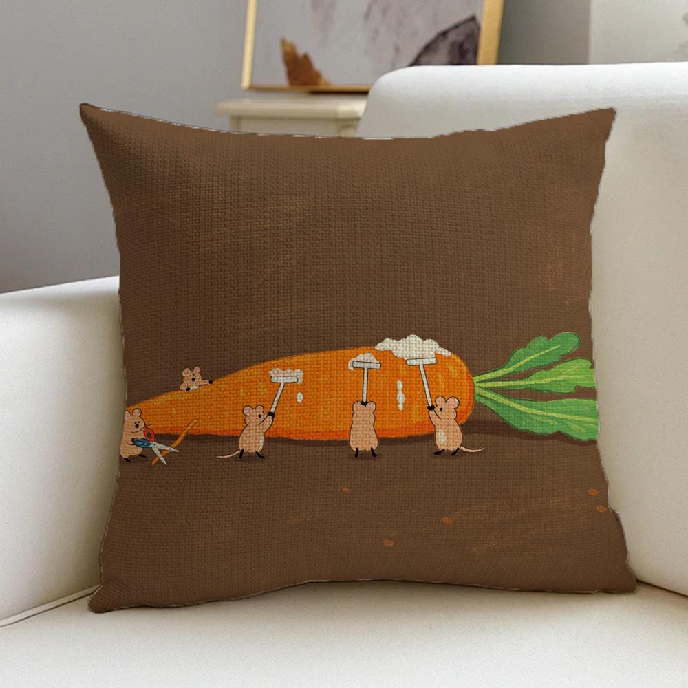 Shijiao Bear Cushion Cover Cushion Cover Pillowcase, Anti-Mite Invisible Zipper, Linen Sofa Cushion