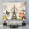 1pc French Paris Eiffel Tower Floral Tapestry, 126x320 inches, Polyester Soft and Flat Wall Hanging, No Power Needed, Woven, Textured, Natural Style R