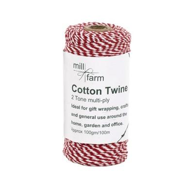 Mill Farm Cotton Twine Spool 2 Tone Red/White 100g/ 100m