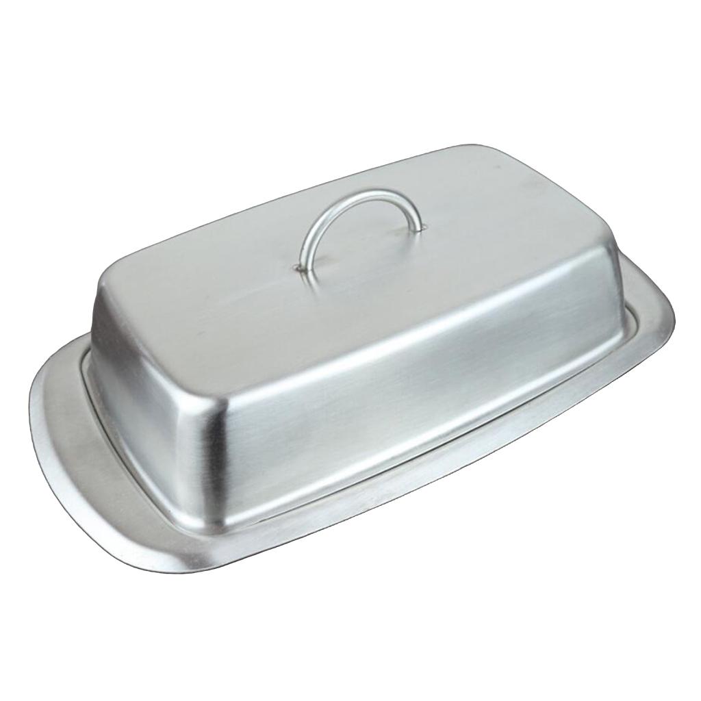 Stainless Steel Butter Dish Cake Dessert Bread Serving Tray Buffet Food Container Furit Salad Steak Storage Box with Cover