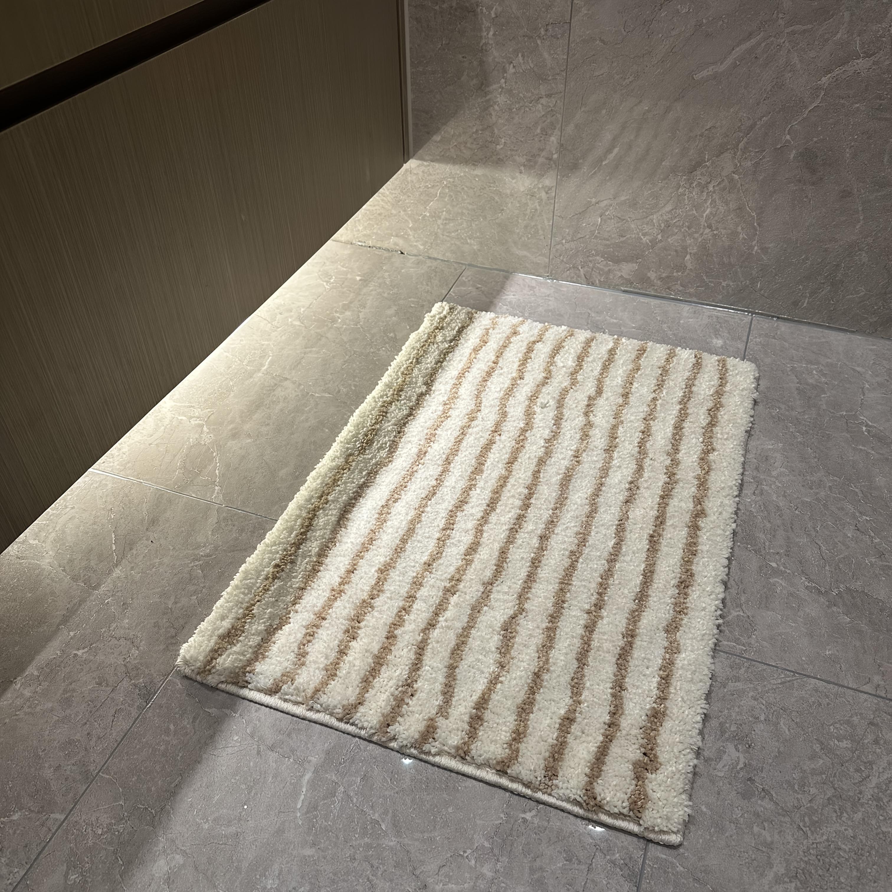 Kitchen and Bathroom Floor Mat, Non-Slip Mat, Ultra-Fine Floor Mat, Soft Absorbent Bathroom Mat, Long Kitchen Mat, Bedside Mat,Striped Door Mat nero