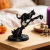 Durable Pla Craft Black Cat On Witch Broom Figurine, 3D Printed Broomstick Statue, Halloween Table Decoration Tabletop Ornament for Tiered Tray, Desk,