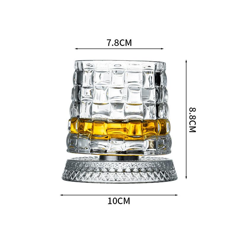 360° Rotatable Spinning Crystal Whiskey Tumbler Stress Relief Old Fashioned Glass for Scotch Spirits 280ml Crystal Whiskey Glass