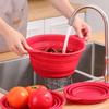 Folding Silicone Drain Basket Fruit Vegetable Washing Basket Foldable Strainer Colander Collapsible Drainer Kitchen