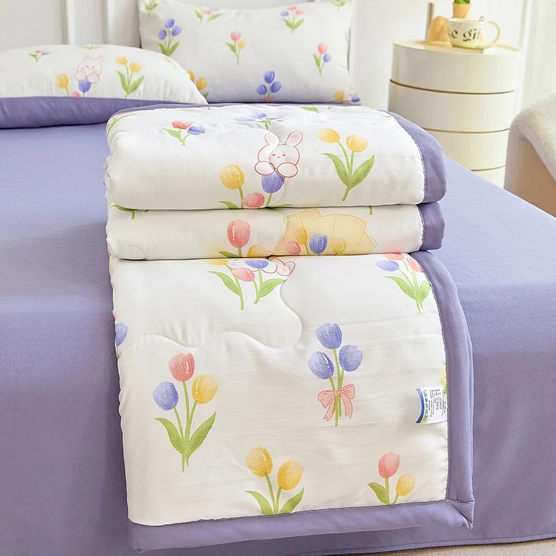 1pc Thin Duvet for Summer Quilt Single/Double/Queen Size Comforter Printed Blanket Home Soft Bedspread edredones (No Pillowcase)