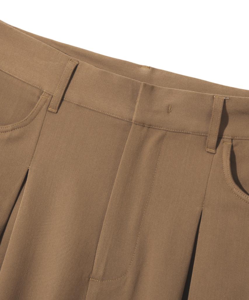 TRILLION Double Inverted Tuck Wide Pants [Beige]