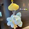 Fuzzy Bear Keyring, Adorable Plush Pendant with Scarf & Parachute Accessory,Cute Parachute Bear Plush Keychain