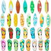 Haooryx Summer Surfboard Surfing Hanging Wooden Ornaments Decorations - 31Pcs Surf Board Shaped Beach Signs Wood Ornament with String for Home Summer