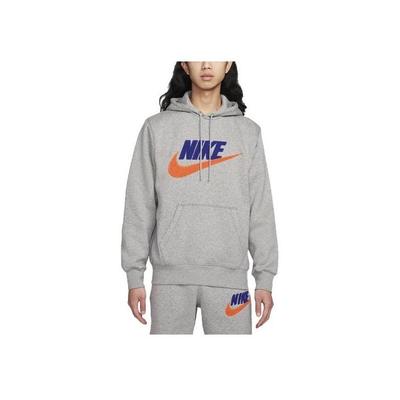 Nike Mikina s kapucí s potiskem loga abecedy, volný střih, dlouhý rukáv, pánské topy, šedá FN3105-063