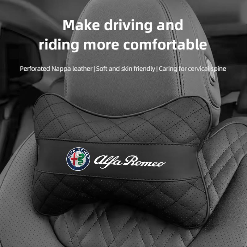 Car Seat Headrest Auto Logo Neck Pillow For Alfa Romeo STELVIO Giulia 159 Giulietta 147 Mito 156 MTO Sportiva Car Accessories