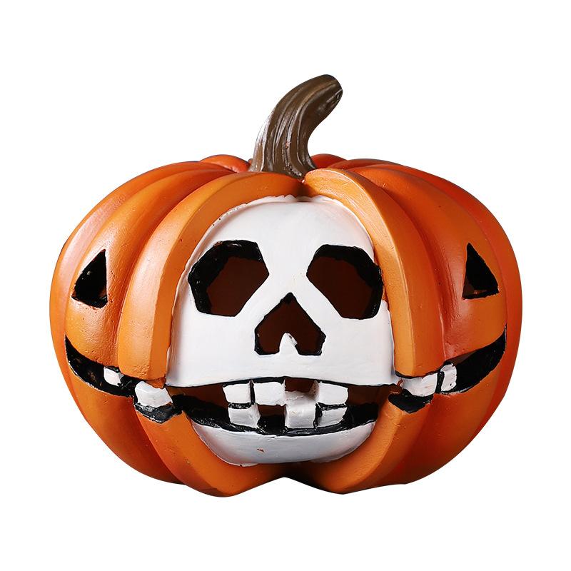 Halloween Pumpkin Skull Decoration Ornament Resin Funny Pumpkin Head Small Decoration Micro Landscape Shooting Props