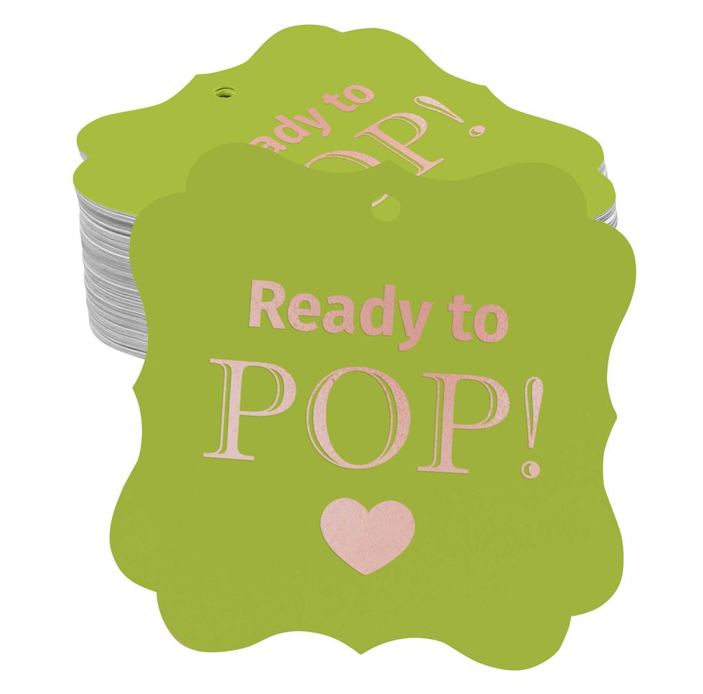 Inkdotpot Real Gold Foil Ready To Pop Baby Shower Tags Favor Bracket Shape Hang Pack Of 100 Paper