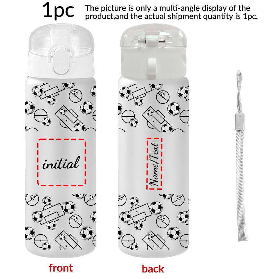 1pc Customized Water Cup with Football Pattern 780ml/26oz Outdoor Travel Leak Proof Rope Plastic Water Bottle Football Game Gift белый