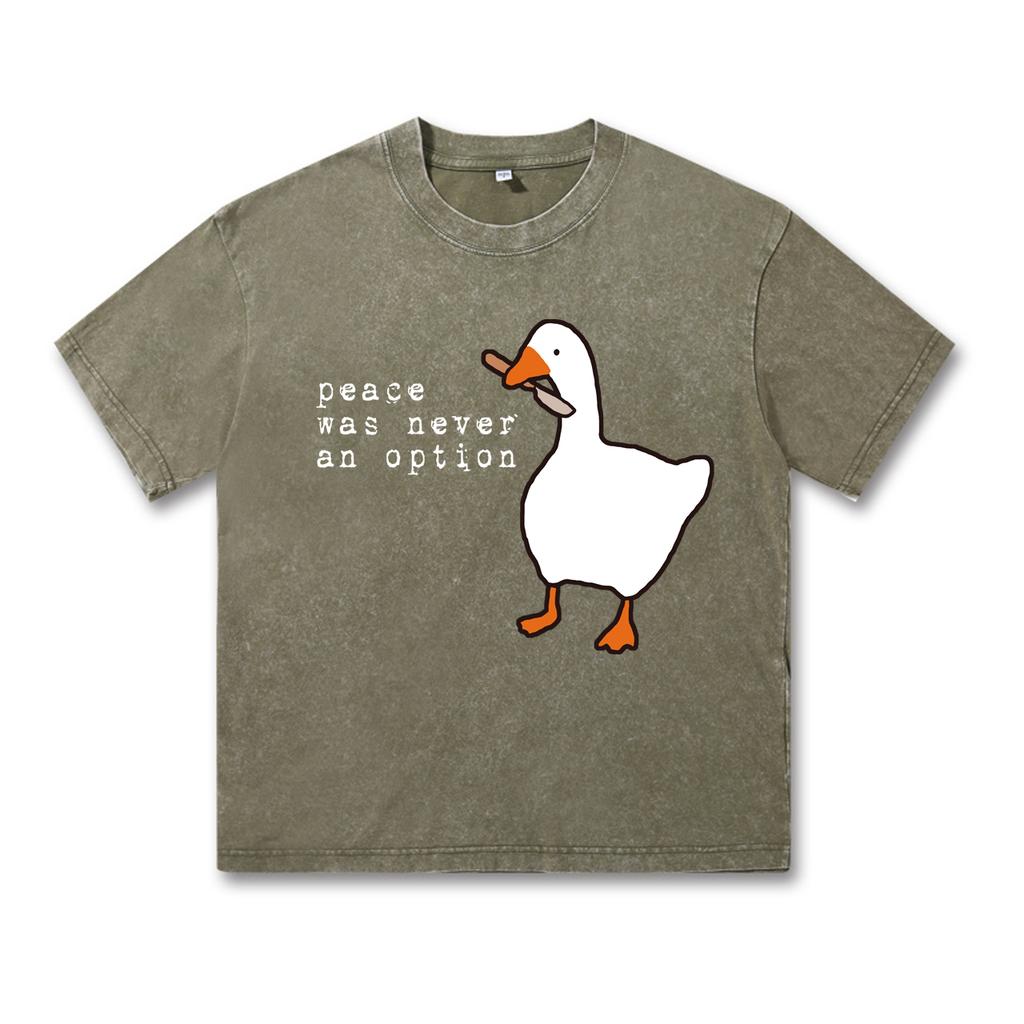 Mír nikdy nebyl možností Retro prané vintage tričko s potiskem Vtipné oversized topy Harajuku Klobouk Šňůrka Tričko