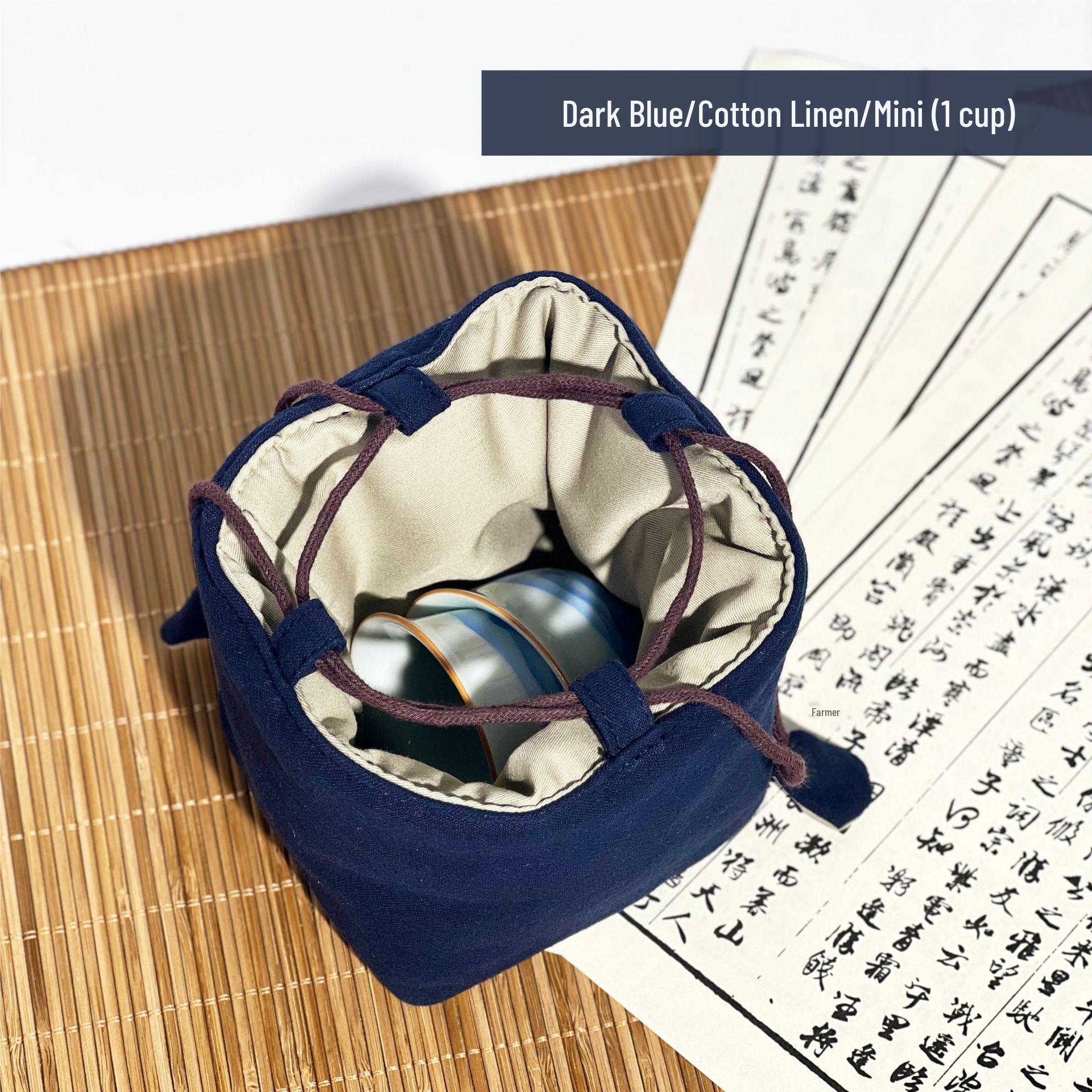 

Compact Travel Tea Set with Bag: One Pot, Four Cups - Durable Cotton Linen