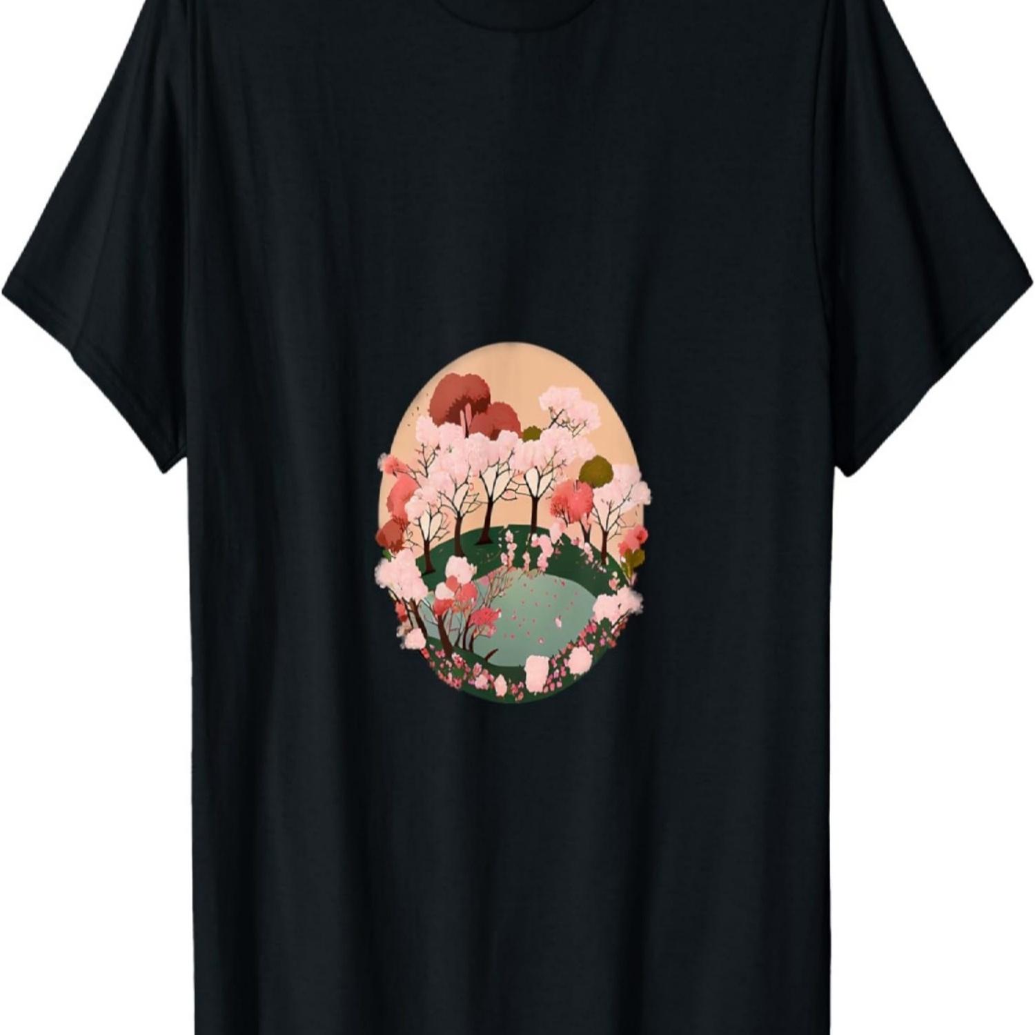Sakura  Cherry Blossom  Tree Garden T-Shirt S чёрный