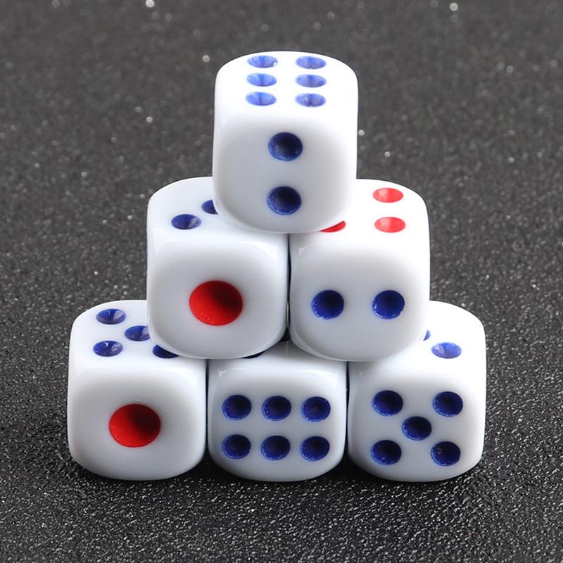 10/20/30/40PCS White Background Red Blue Dots Dice 10mm Size Classic Game Props Bar Party Gathering Supplies Board Game Dice ZYF