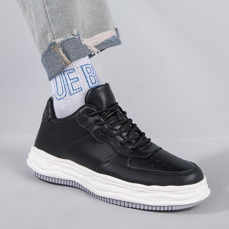 Spring heightening men's shoes leather surface breathable casual sports shoes men's dissolving shoes men's thick soles