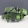 Unisex Y2K Rhinestone Skull Punk Belt with Rivet and Python Skin Design