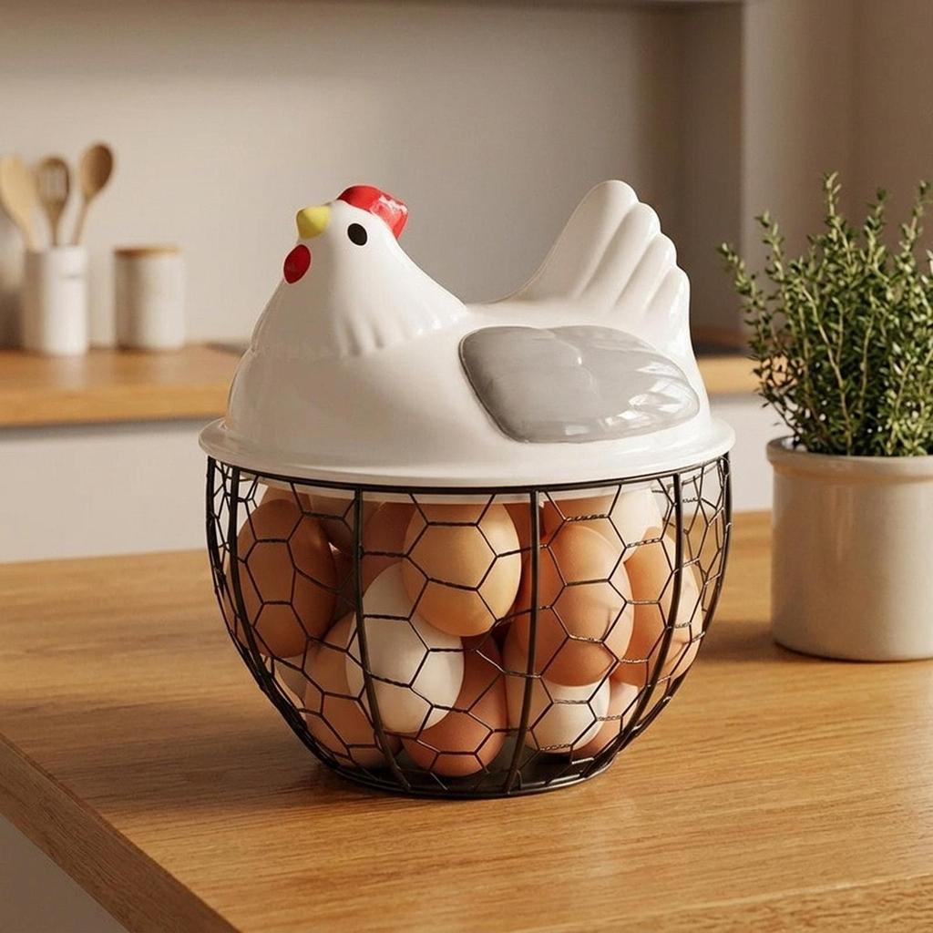 Farmhouse Chicken Egg Basket Mesh Storage Basket for Kitchen Supplies Countertop Rustic Decor