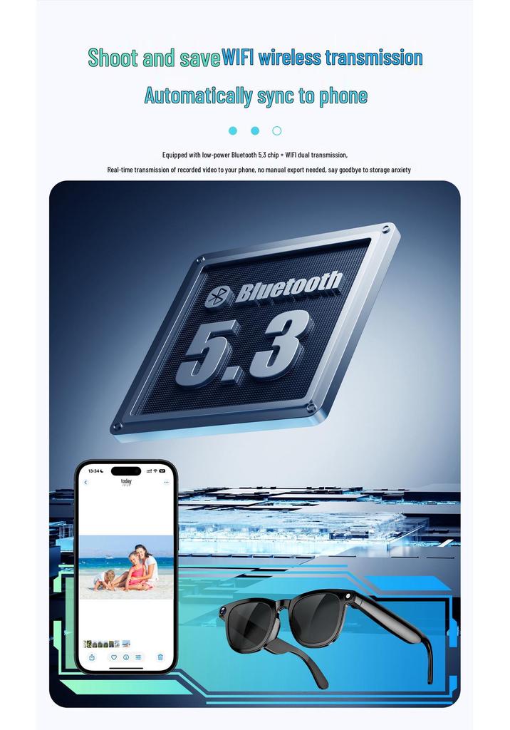 JS02PRO Smarte KI Bluetooth-Brille: 12MP Kamera, Videoaufnahme, Übersetzung, Objekterkennung, Anrufe, Musik.