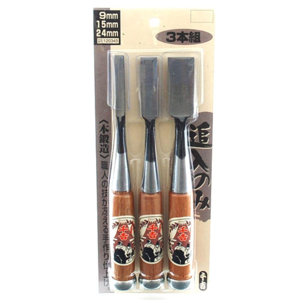 Senkichi Bronze Award Woodworking set of blade width woodworking with red oak handle chisel, add-on only, 3, 9, 15, 24mm, steel,