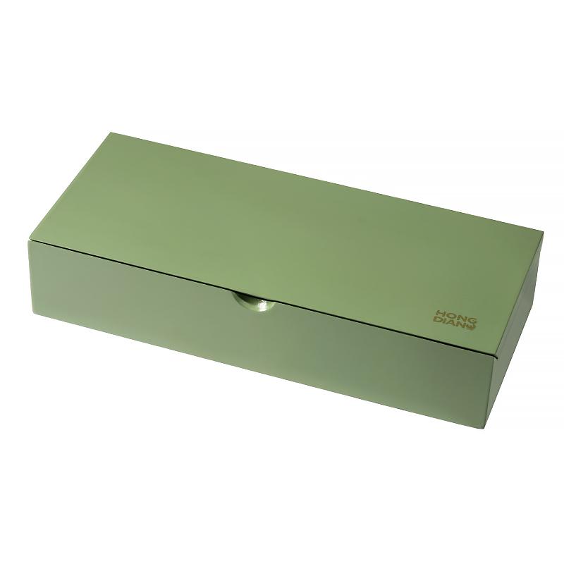 Hongdian Wooden Fountain Pen Storage Box Flip Log Retro Box Office Desk Finishing Solid Painted Wood Desktop Collection Display зелёный