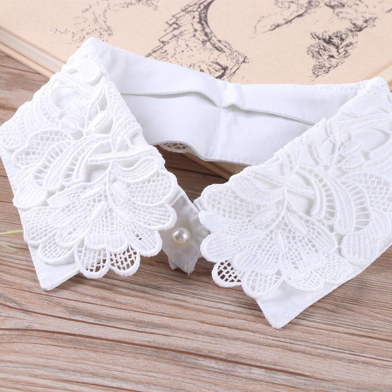 White Fake Collar Women Elegant Diamond Detachable Collars for Women False Shawl Shoulder Wrap Lapel False Collars Woman Tie