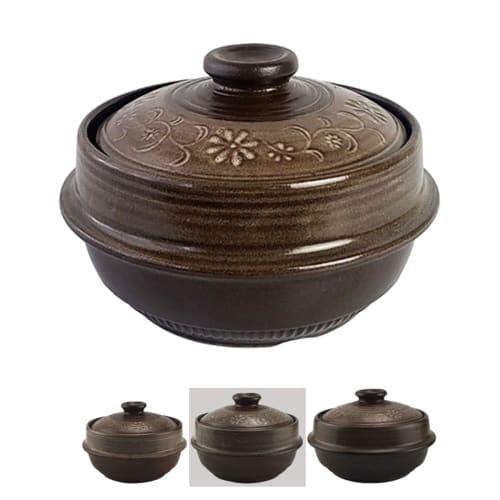 Korean mud-glazed clay pot with inlaid design, heat-resistant rice cooker, Korean West Coast mud loess mineral-containing kimchi, chige, sausage, and
