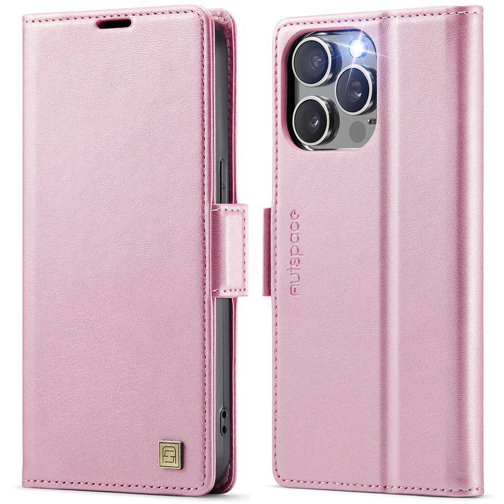 For iPhone 14 Pro Case AUTSPACE A11 RFID Blocking Retro Leather Cell Phone Wallet Cover